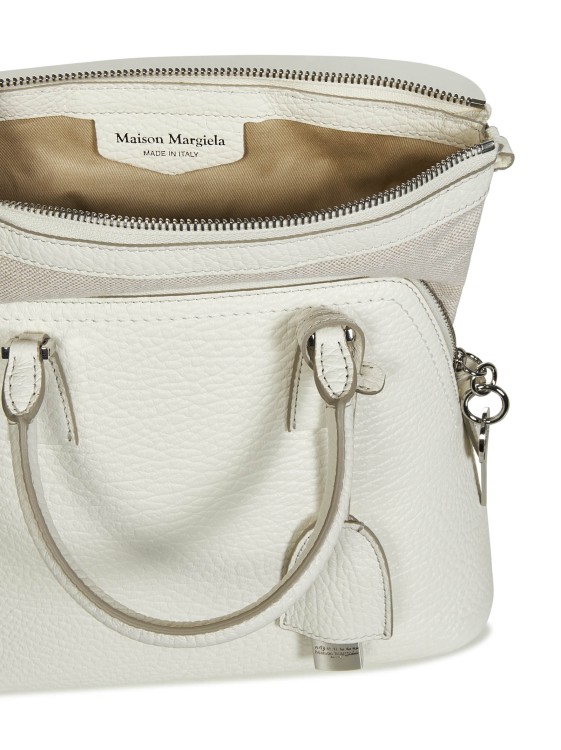 Shop Maison Margiela White Textured Leather Shoulder Bag