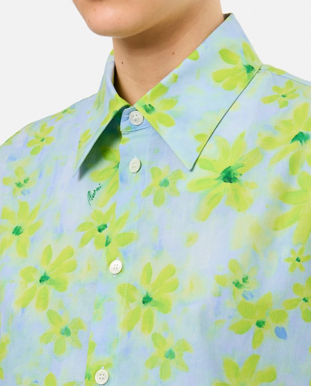 Shop Marni Short Sleeves Oversize Pattern Shirt In Multicolor