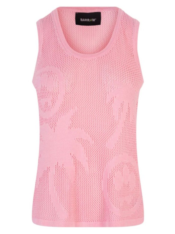 Shop Barrow Pink Perforated Viscose Blend Knit Vest