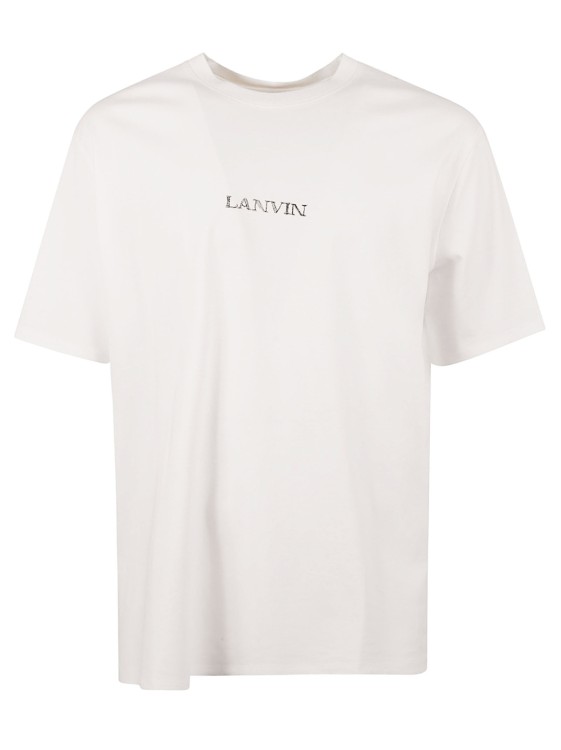 Shop Lanvin White Embroidered Logo T-shirt