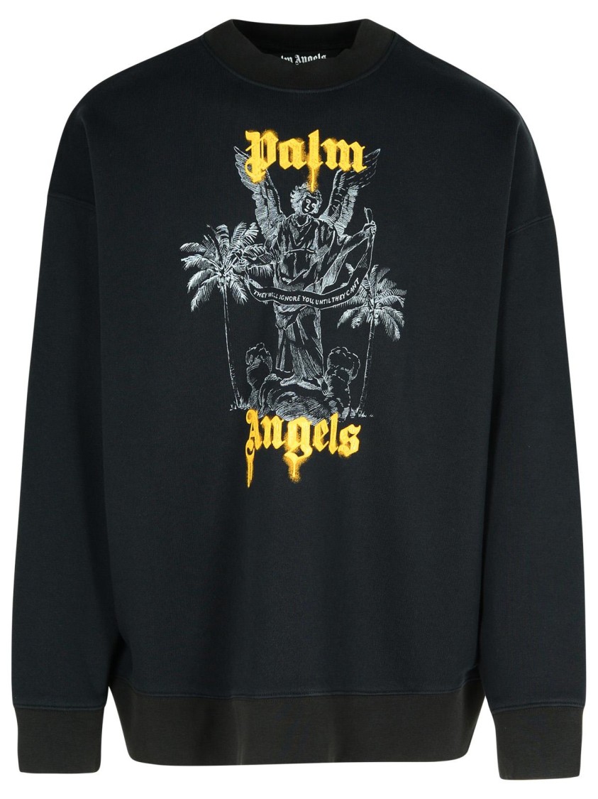 Shop Palm Angels Palms Pencil' Black Cotton Sweatshirt