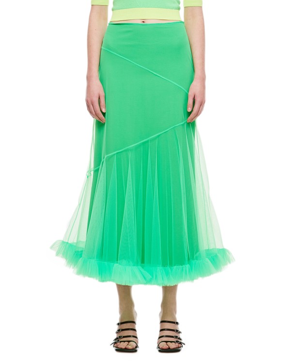 Shop Molly Goddard Olga Tulle Midi Skirt In Green