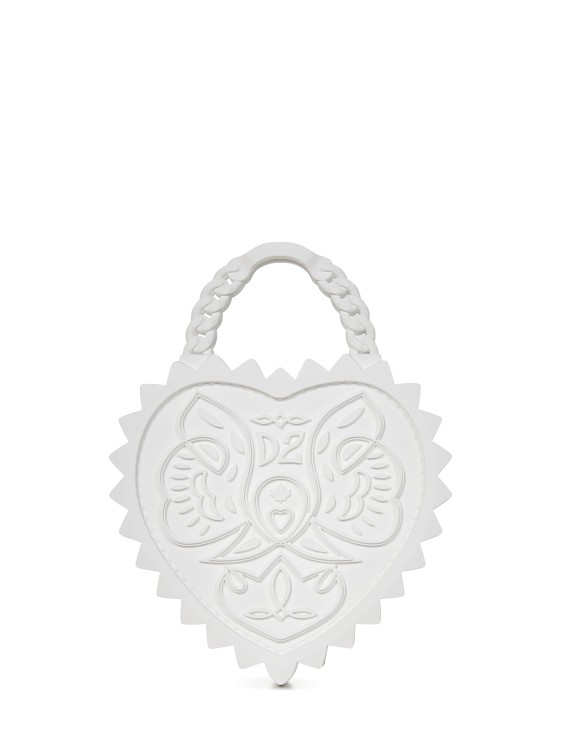 Shop Dsquared2 Heart-shaped White Rubberized Material Handbag