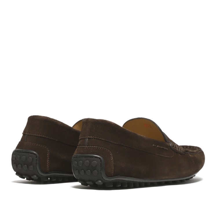Shop Rossano Bisconti Soft Ebony Suede Moccasins In Brown