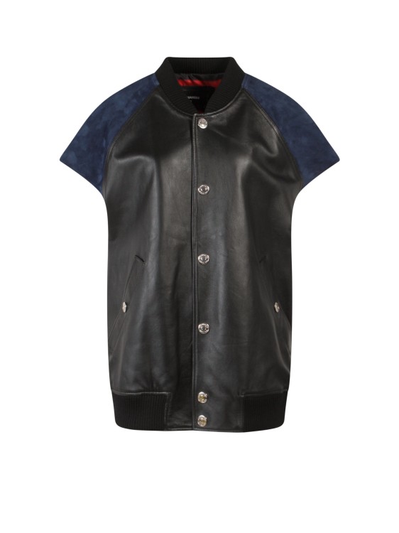 Dsquared2 Leather Sleeveless Oversize Jacket In Black
