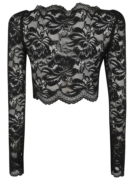 Shop Rabanne Long Sleeve Top Made Of Stretch Lace In Black