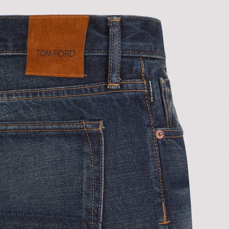Shop Tom Ford Strong Blue Cotton Slim Fit Denim Jeans In Black