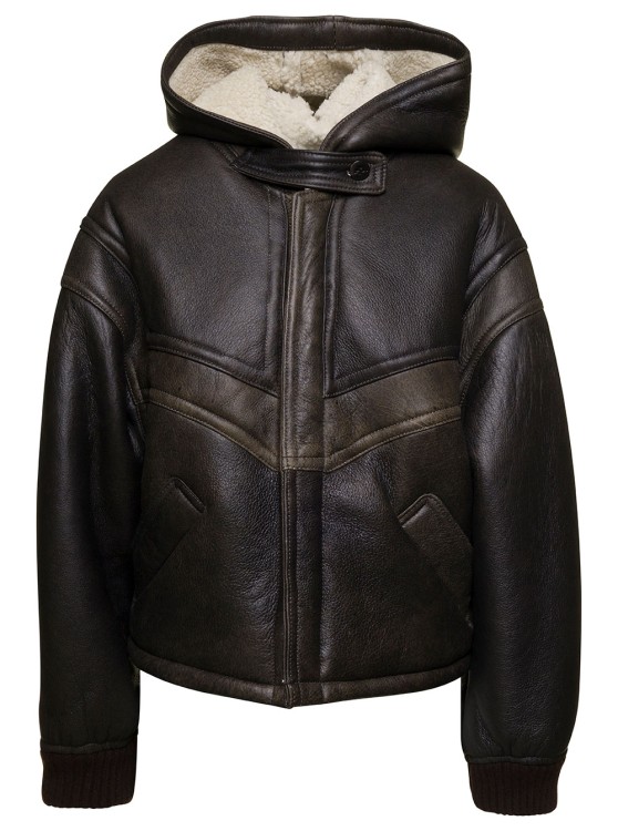 GIORGIO BRATO BLACK SHEARLING JACKET WITH ZIP FASTENING IN LEATHER