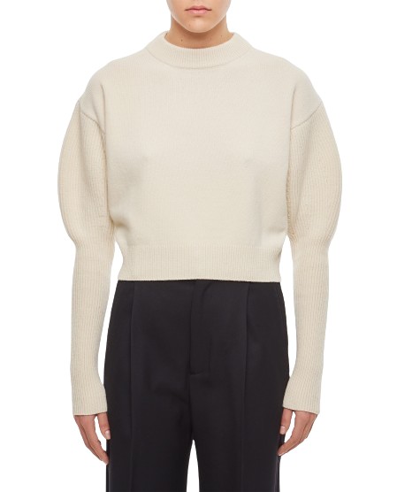 Alexander Mcqueen Cropped Wool-cashmere Jumper In Neutrals