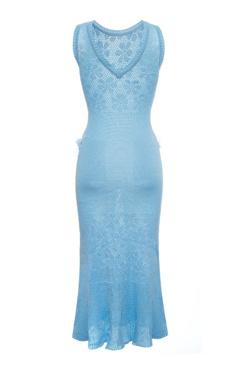 Shop Andreeva Blue Rose Knit Dress