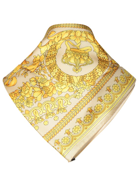 Shop Versace Two-tone Silk Scarf In Yellow
