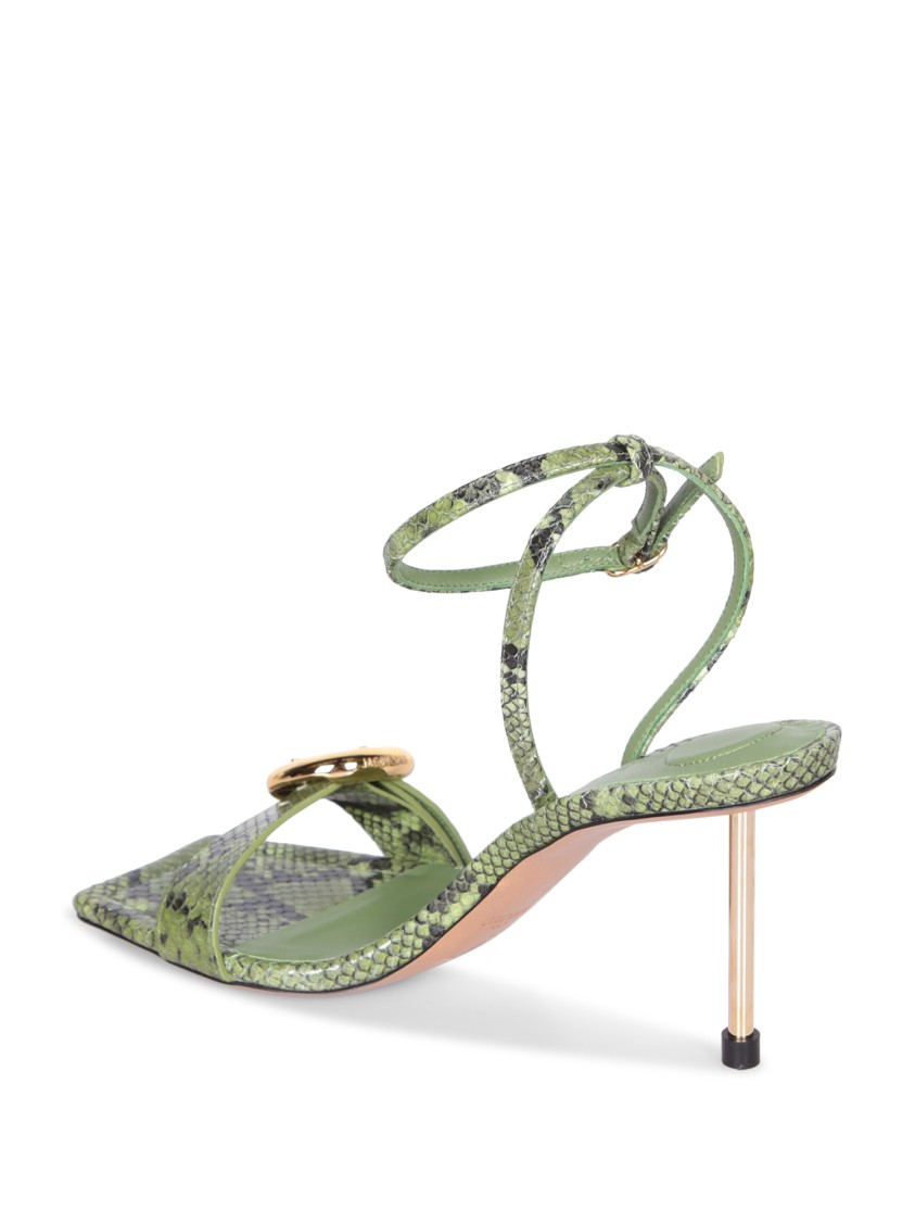 Jacquemus Python-print Leather Sandals In Green