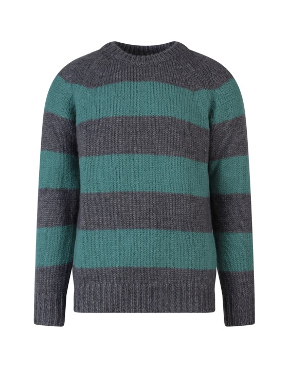 Shop Pt Torino Wool Blend Sweater With Striped Motif In Multicolor