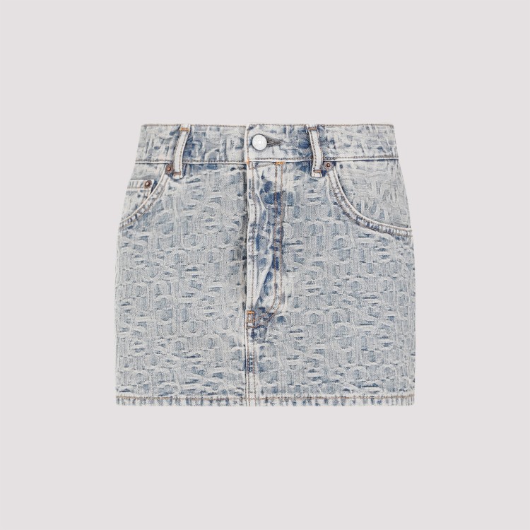 Shop Acne Studios Blue Cotton Skirt In Grey