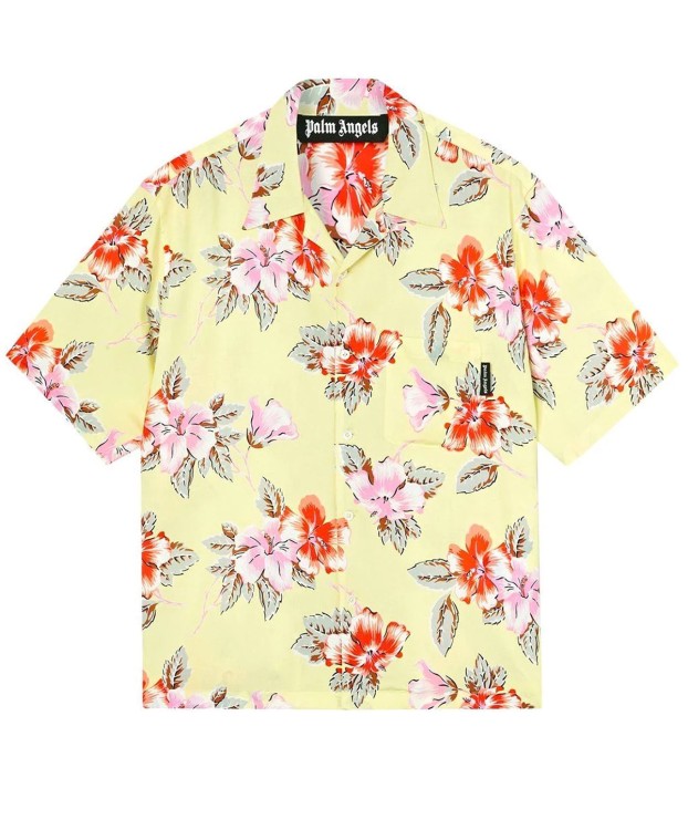 Shop Palm Angels Printed Shortsleeve Shirt In Yellow