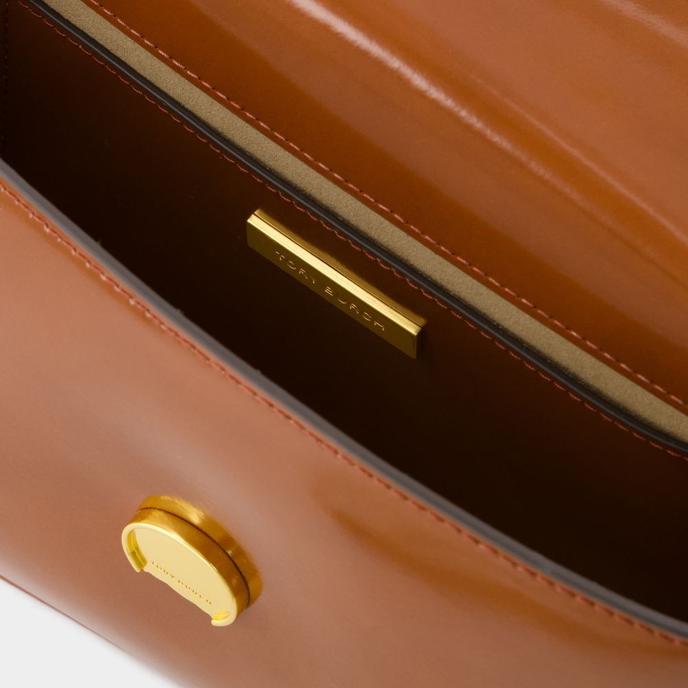 Tory Burch Shoulder Bag With Adjustable Strap And Smooth Finish In Brown