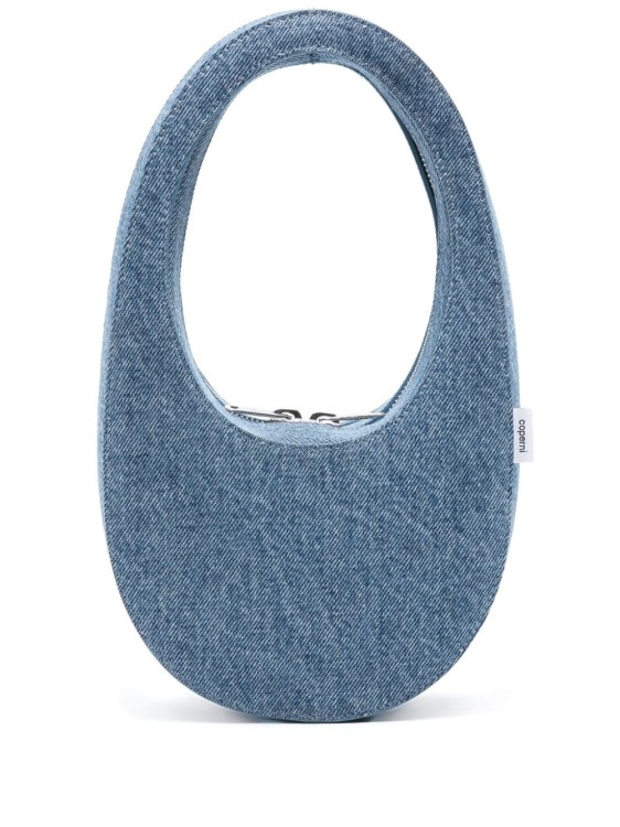 Shop Coperni Denim Mini Swipe Bag In Blue