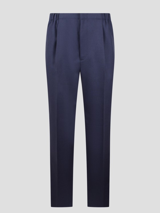 Shop Fendi Wool Tailored Trousers In Blue