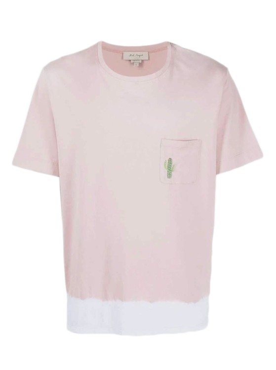 NICK FOUQUET VICTOR EMBROIDERED CREWNECK T-SHIRT PINK,NFMV70001R-NV091A