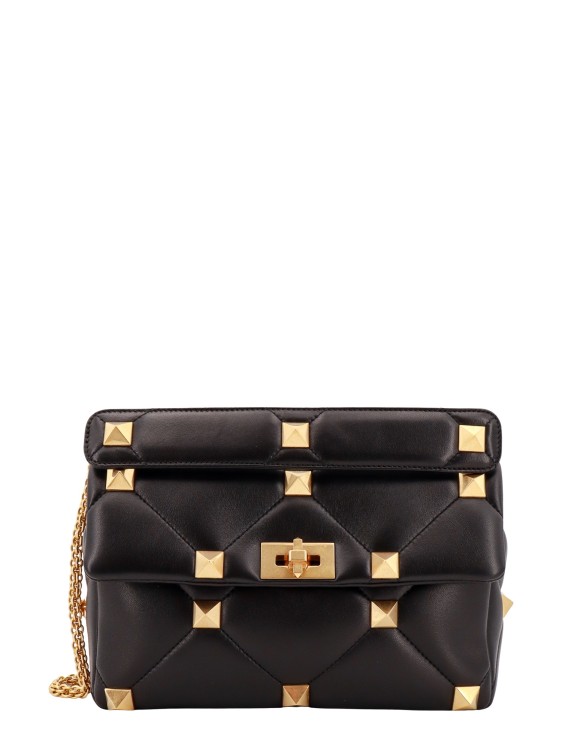 Shop Valentino Matelassé Leather Shoulder Bag With Iconic Studs In Black