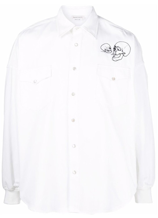 Shop Alexander Mcqueen White Skull-embroidered Shirt