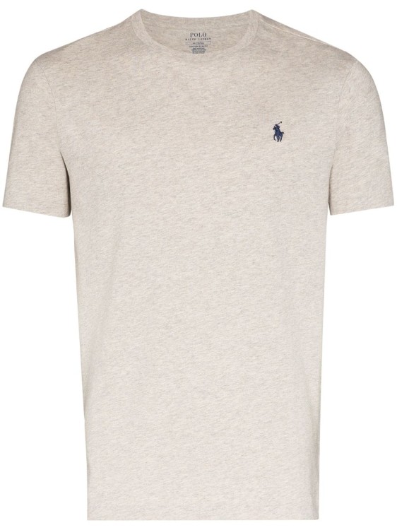 POLO RALPH LAUREN GREY COTTON POLO PONY EMBROIDERED T-SHIRT