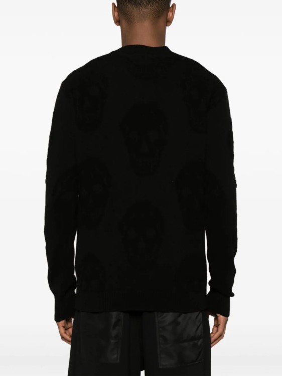 Shop Alexander Mcqueen Black Textured Skull Sweater