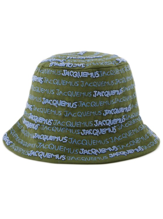 Shop Jacquemus Bordado Bucket Hat  - Khaki - Cotton In Green