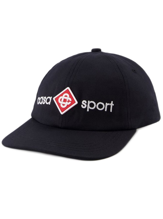 Shop Casablanca Embroidered Casa Sport Logo Hat  - Black - Cotton