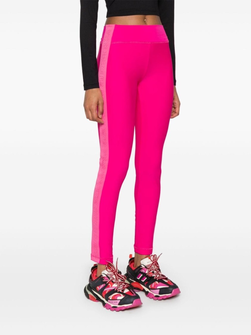 Versace Jeans Couture Logo-trim Leggings In Pink