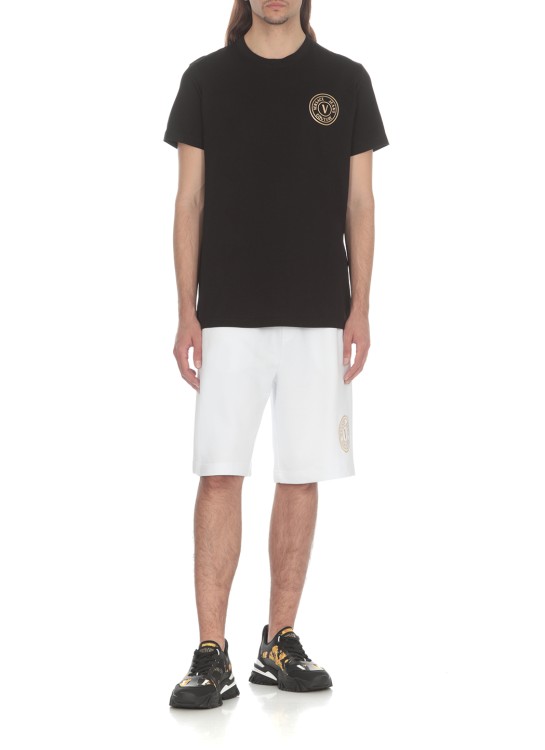 Shop Versace Jeans Couture Bermuda Shorts With Vemblem Logo In White