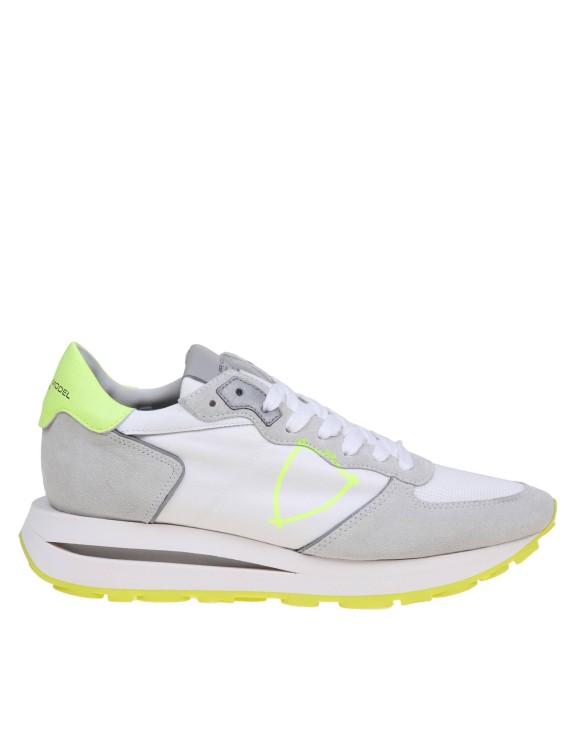 Philippe Model Tropez Haute Low Sneakers In Suede And Nylon Color White And Yellow
