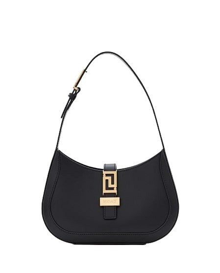 Shop Versace Patent Leather Shoulder Bag In Black