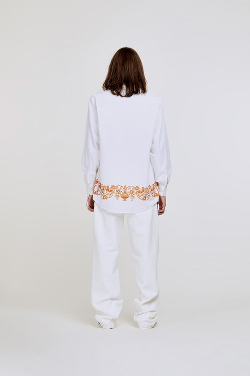 Shop Federico Cina Sarsina Shirt. Print: La Tradizionale In White