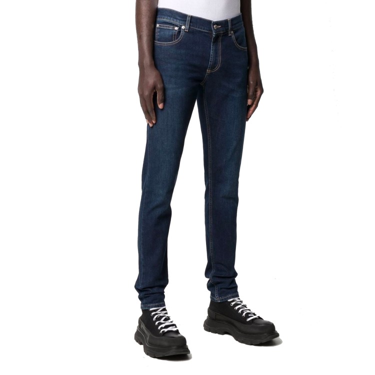 Shop Alexander Mcqueen Blue Denim Jeans In Black