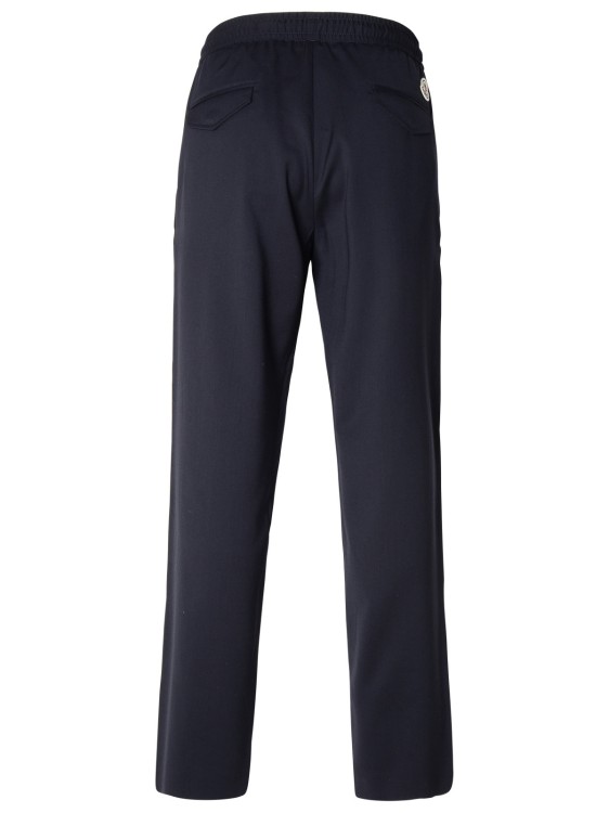 Shop Moncler Navy Virgin Wool Blend Sporty Pants In Blue