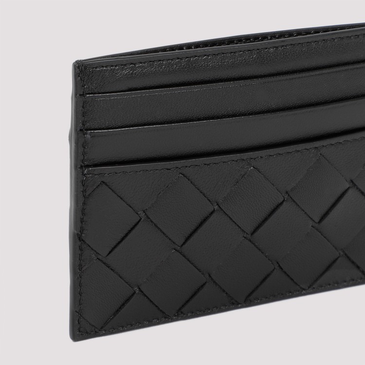 Bottega Veneta Black Card-holder With Intreccio Motif In Leather Woman In Black