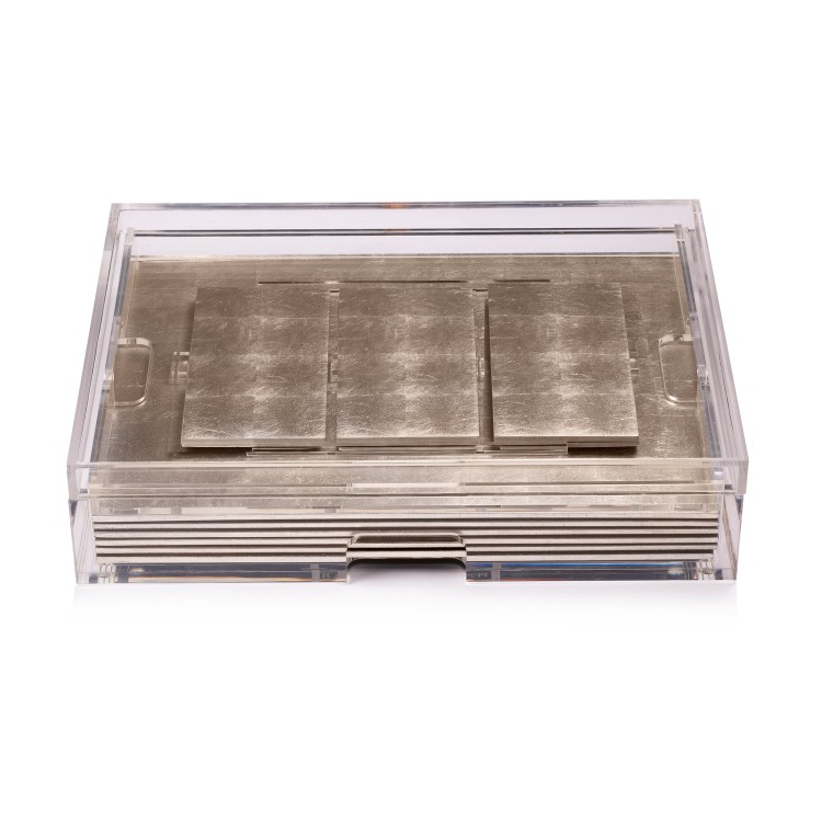 Posh Trading Grand Matbox Clear Silver Leaf Matte Champagne In Not Applicable
