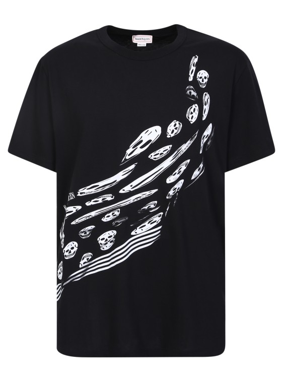 Shop Alexander Mcqueen Black Vortex T-shirt In Neutrals
