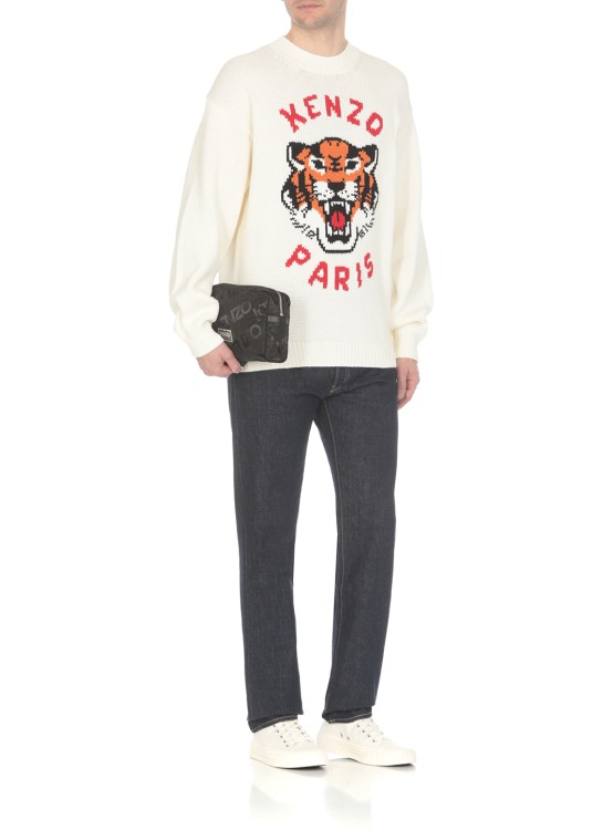 Shop Kenzo Lucky Tiger Sweater In Neutrals