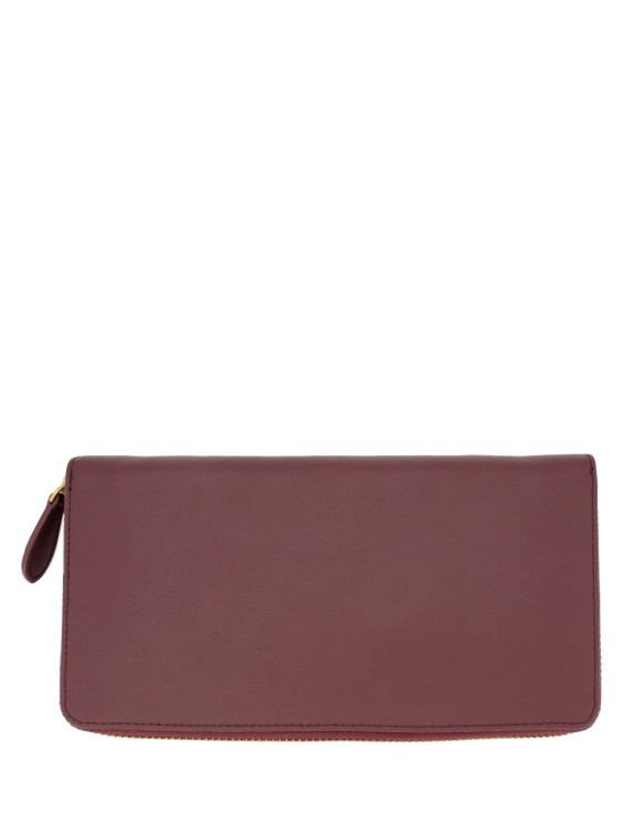 Shop Pinko Silky Soft Leather Zip-around Wallet In Brown