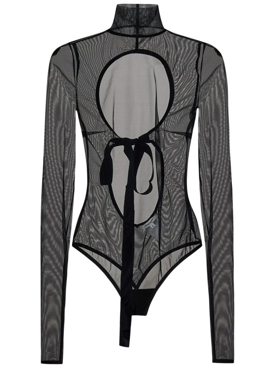 Luxury Stretch Tulle Bodysuit in Black