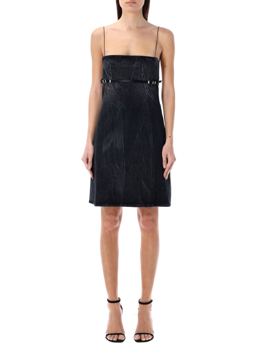 Shop Givenchy Voyou Straps Denim Mini Dress In Black