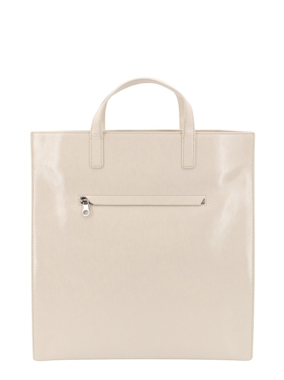 Shop Courrèges Leather Handbag With Contrasting Logo On The Front In Neutrals