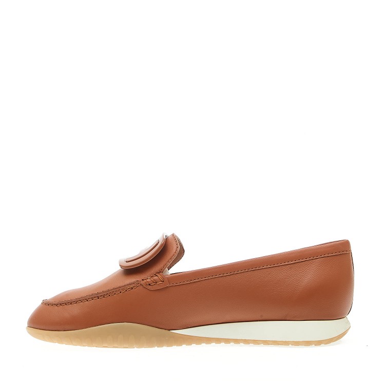 Shop Hogan Olimpia Z Moccasin In Tan Leather In Brown