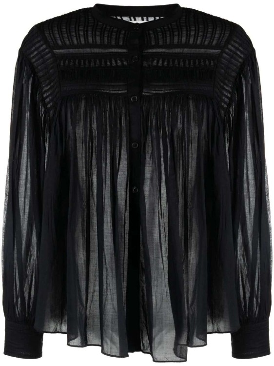 Shop Isabel Marant Étoile Plalia Pleated Cotton Blouse In Black