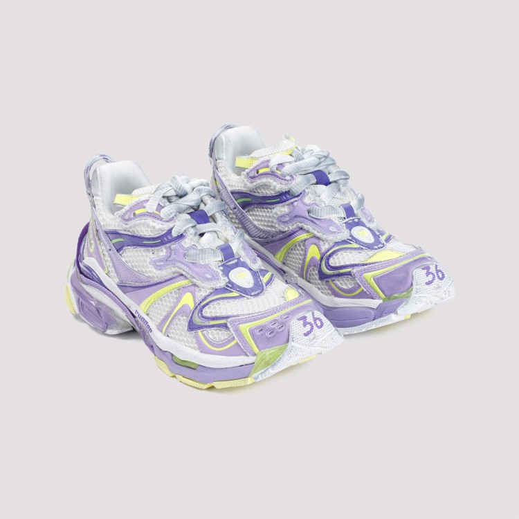Balenciaga Purple Runner 2.0 Low Top Sneakers In White
