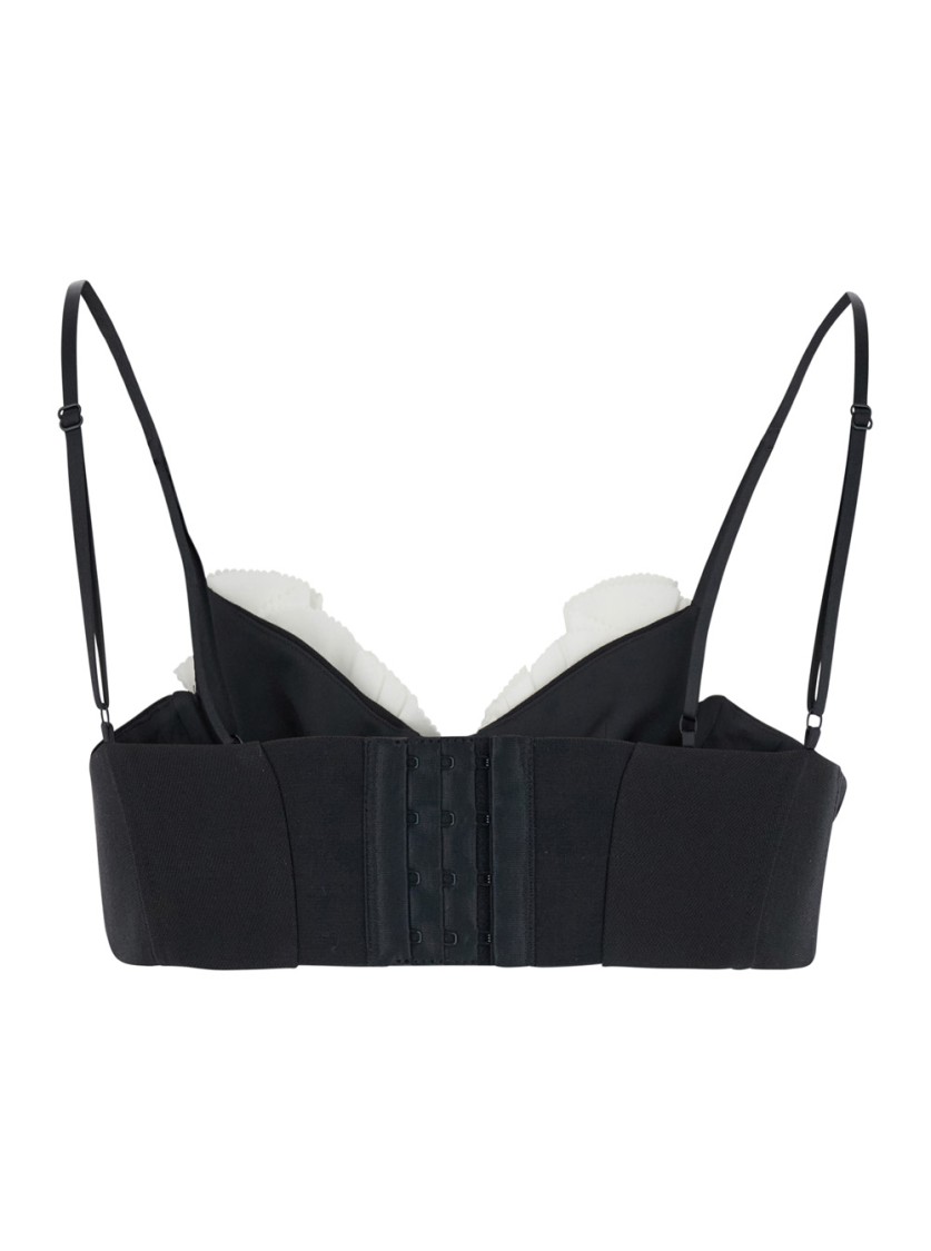 Shushu-tong Black Cropped Top With Ruches Details In Black