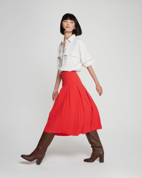 Shop Serena Bute Pleated Midi Skirt - Red