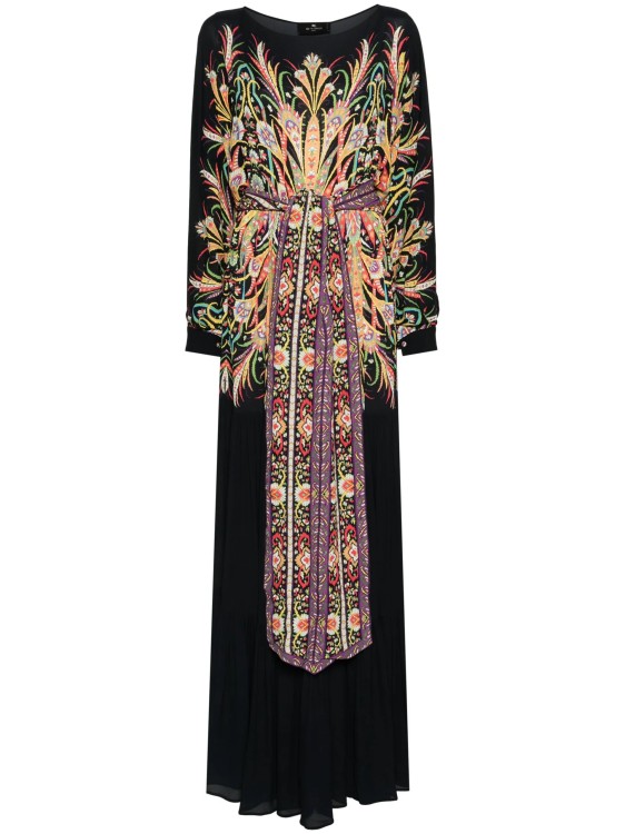 Etro Abstract-print Maxi Dress In Black